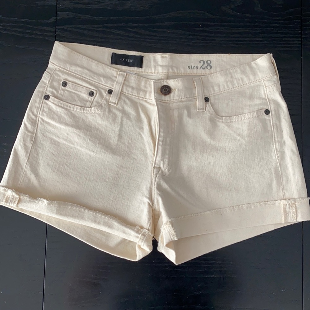 J. Crew cream colored cut off shorts